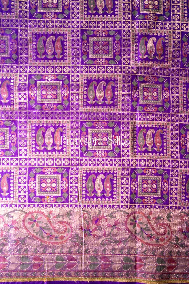Purple paisley kadhwa silk - Image 5