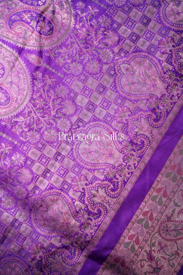 Purple paisley kadhwa silk - Image 3