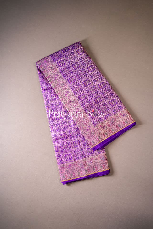 Purple paisley kadhwa silk - Image 2