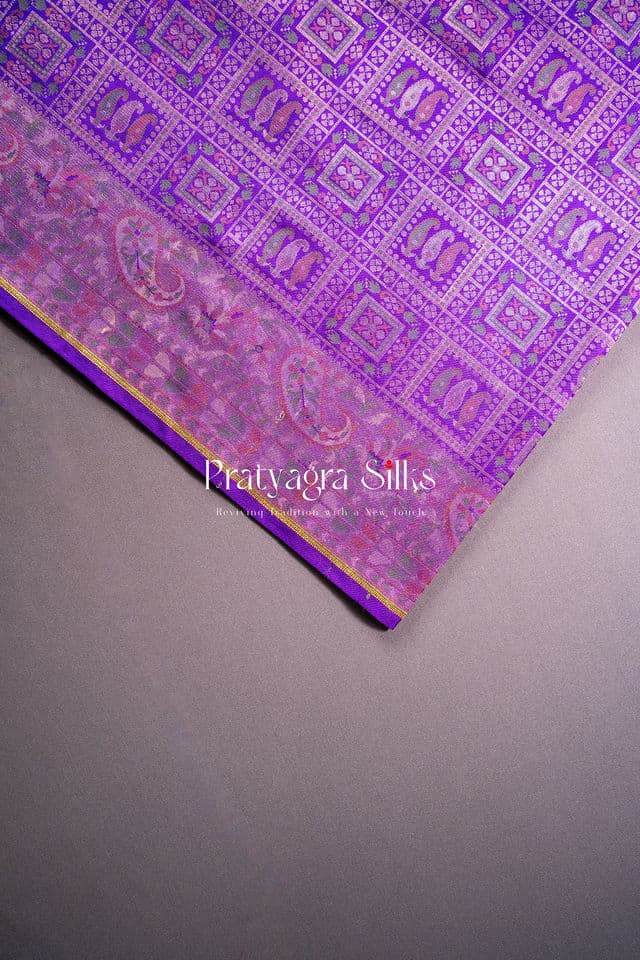 Purple paisley kadhwa silk - Image 7