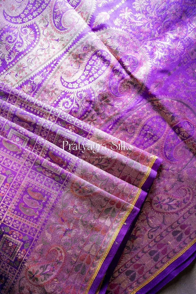 Purple paisley kadhwa silk - Image 8