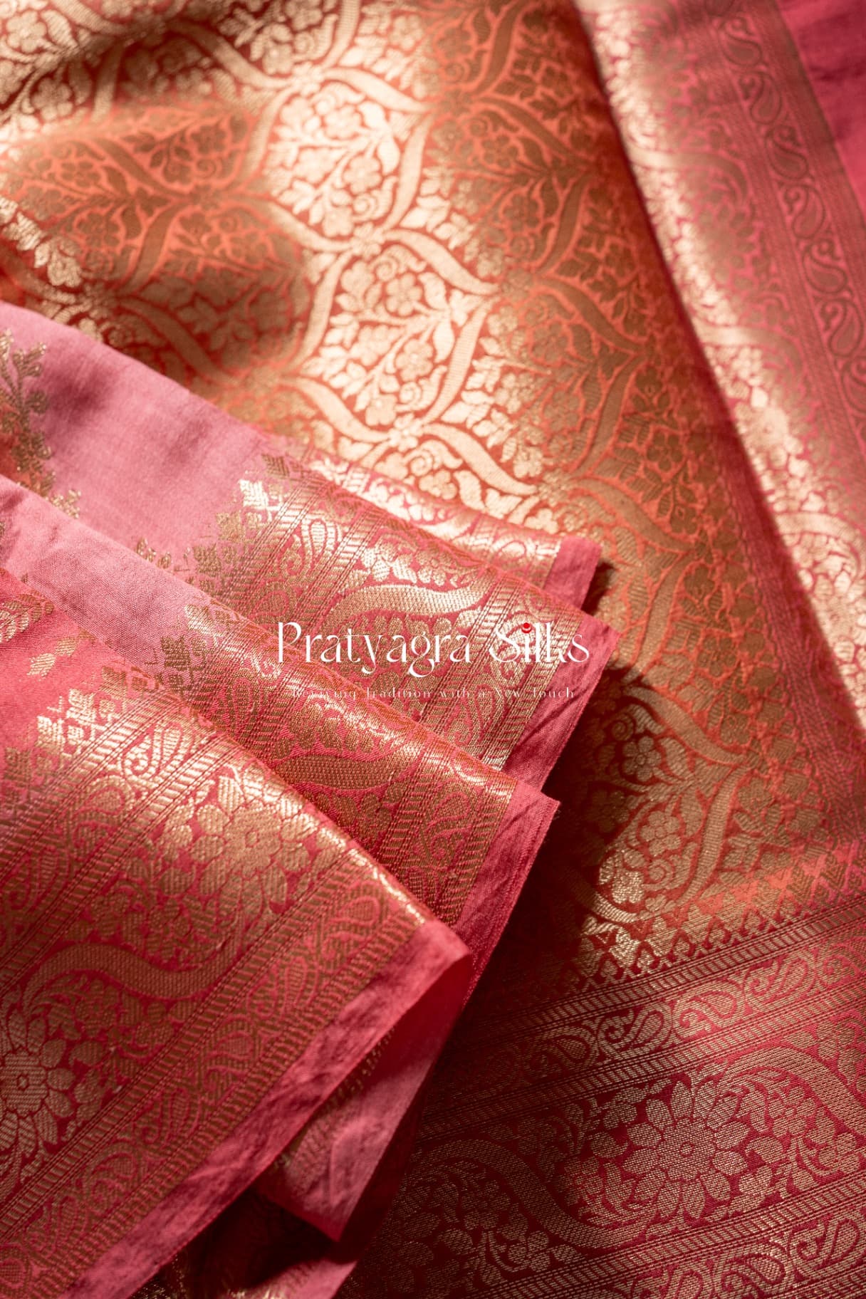 Sunset Peach Rangkaat Chiniya Silk - Image 3