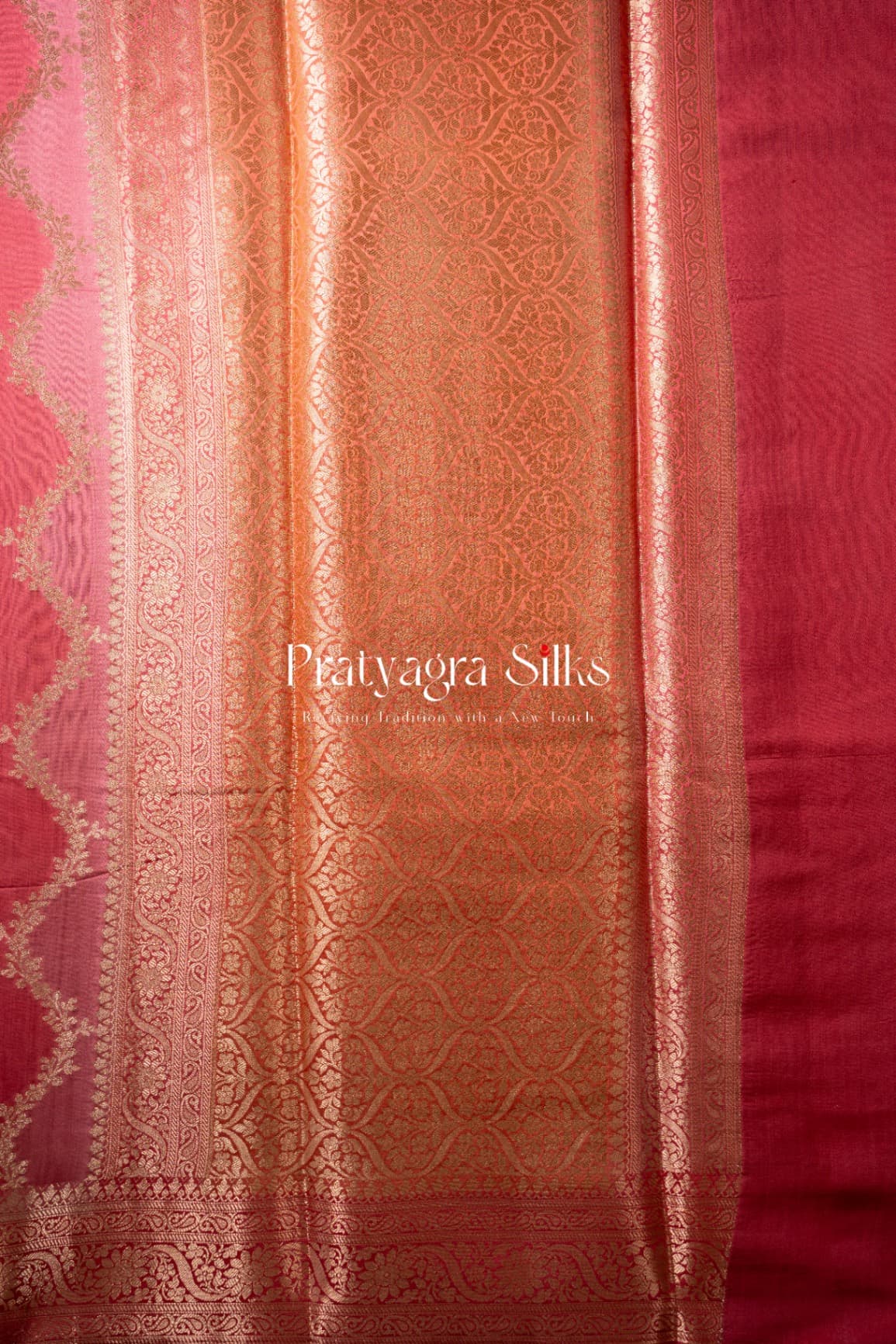 Sunset Peach Rangkaat Chiniya Silk - Image 4