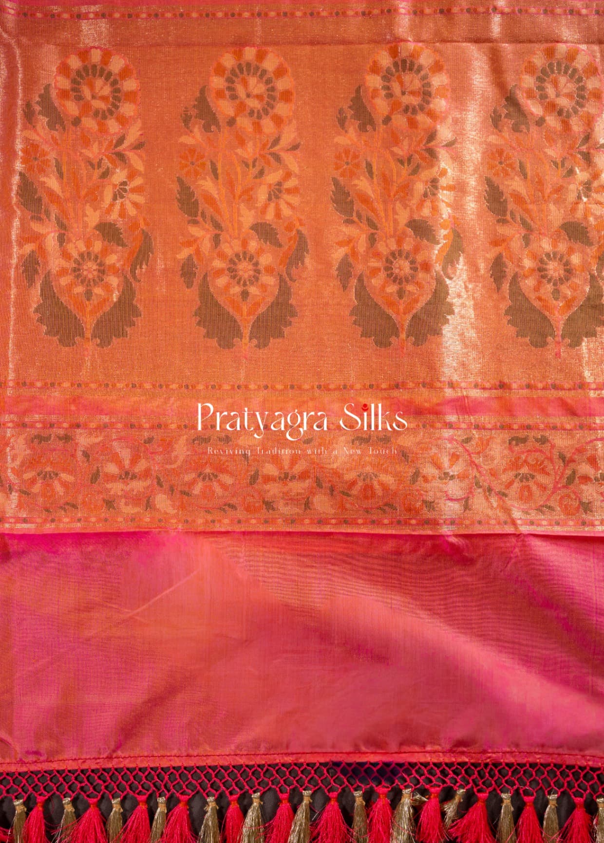 Vibrant pink & burnt orange katan silk - Image 3