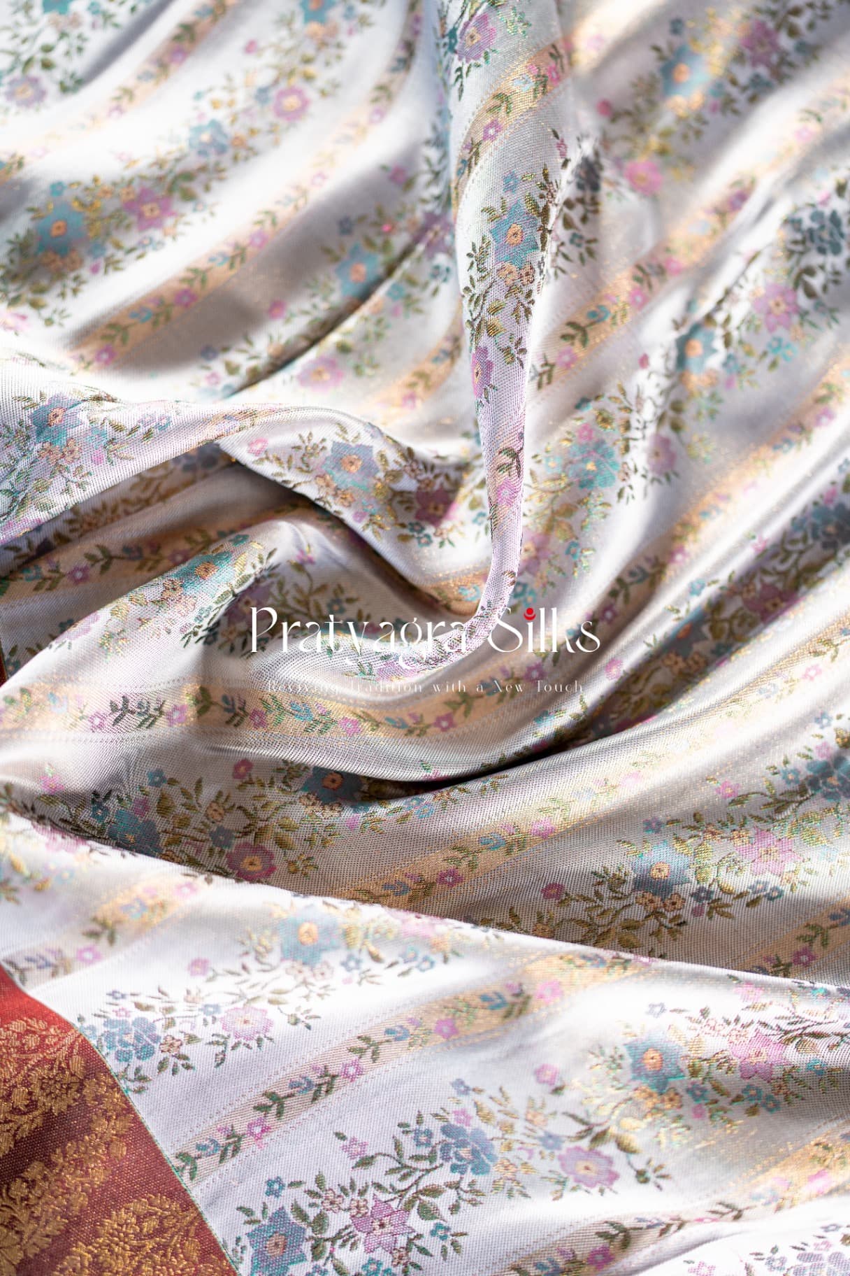 Silver-Grey with multi-colored Meenakari floral creepers