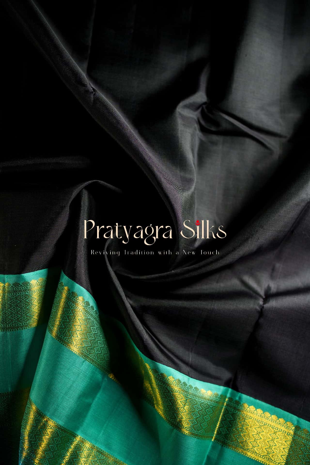 The Emerald Ebony silk Pure silk sarees online in India | Pratyagra Silks